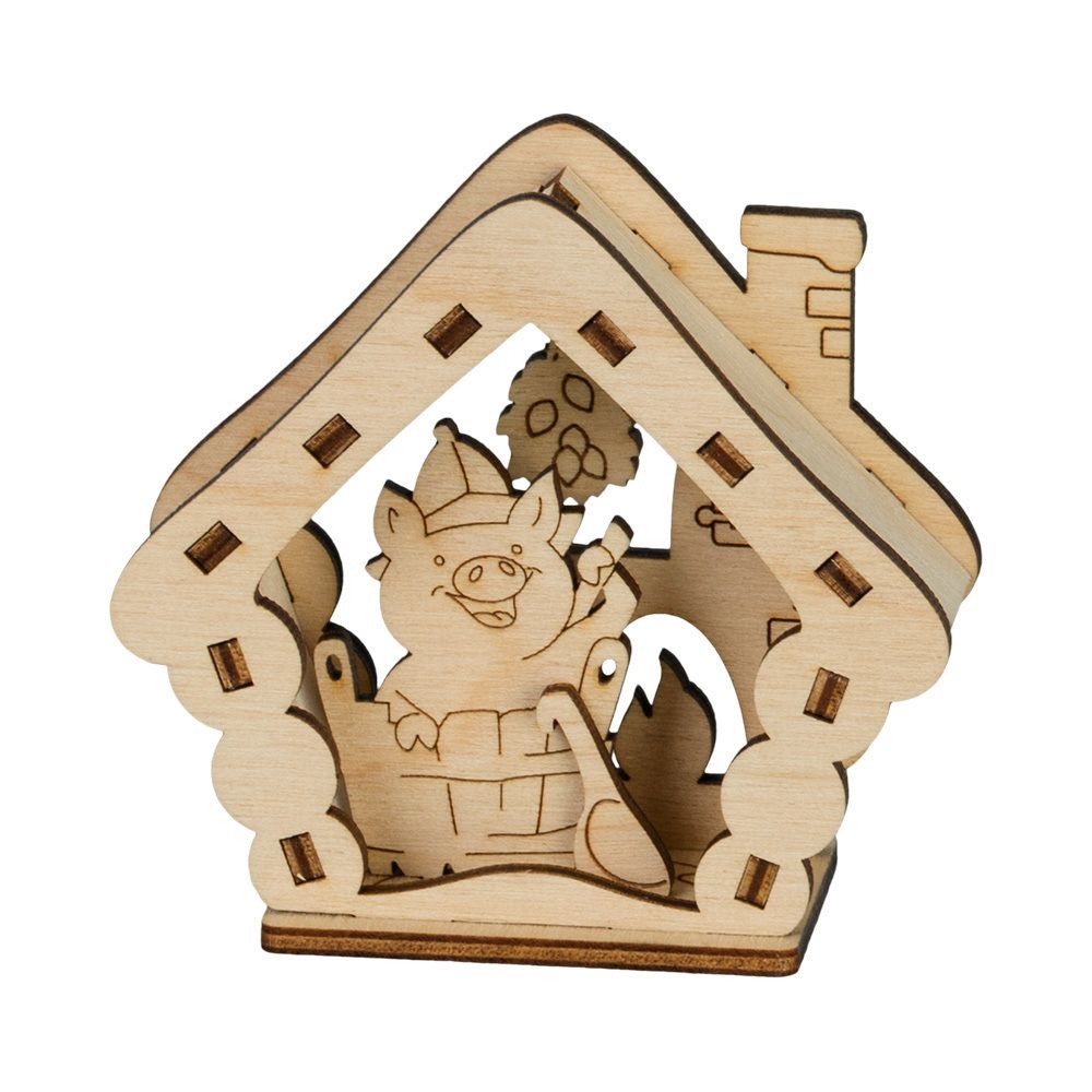 Заготовка из фанеры Подвеска 3D, 8.5х8х3.5 см, Свинка в бане, ВД-579 Mr.Carving Заготовка из фанеры Подвеска 3D, 8.5х8х3.5 см, Свинка в бане, ВД-579 Mr.Carving