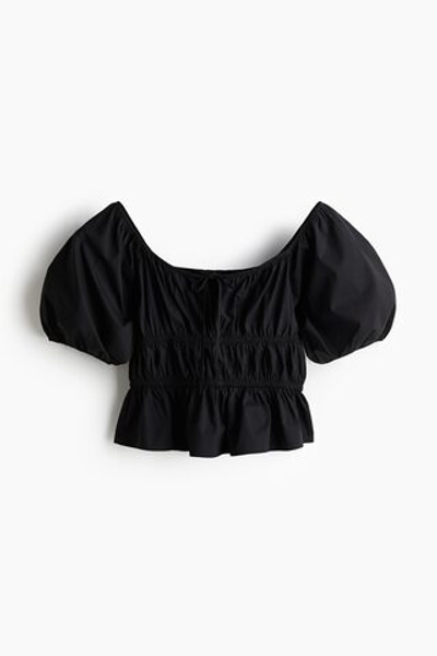 Блузка из поплина с квадратным вырезом - H&M