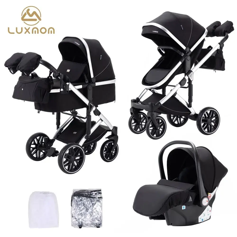 Детская коляска Luxmom F2A 3в1 (черный)