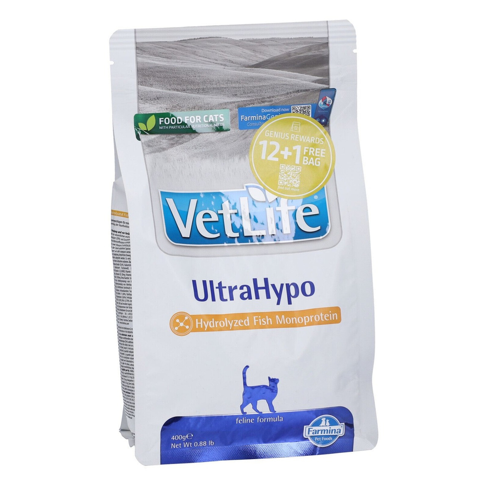 Farmina Vet Life Feline UltraHypo, диетический сухой корм для кошек, 400 г