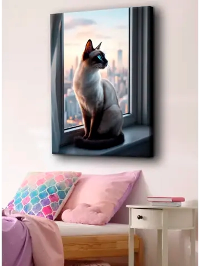 Картина Сиамская кошка, на стену 30х40см 1шт.
