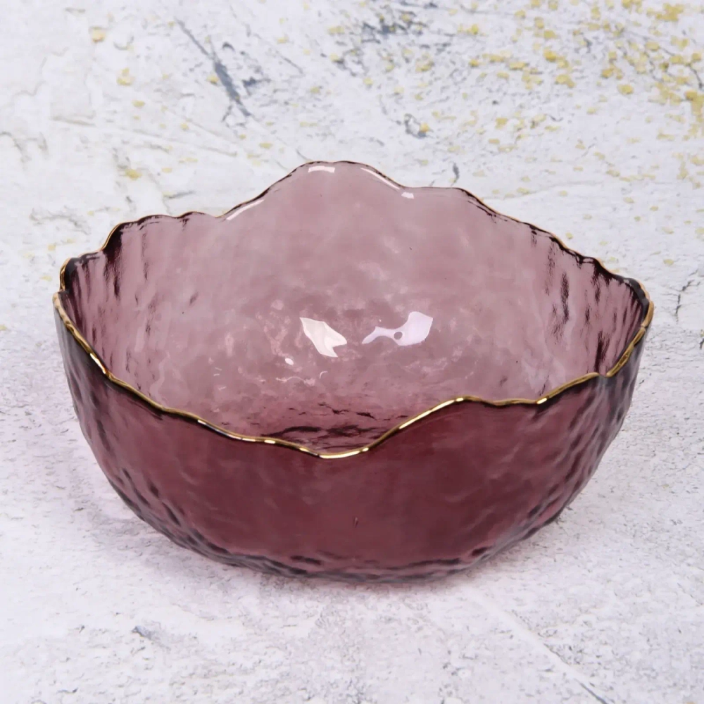 Салатник стеклянный «ICE CRYSTAL» 16см сиреневый