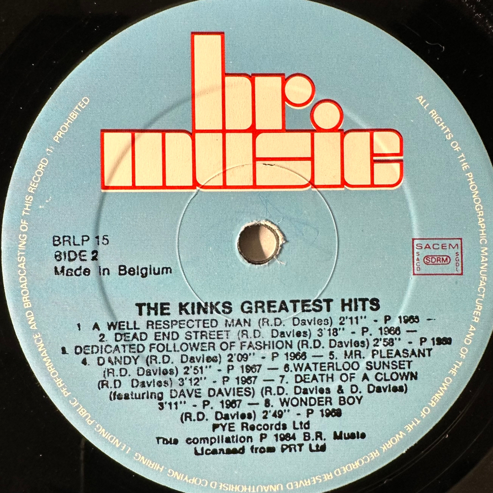 The Kinks ‎– Greatest Hits (Бельгия 1985.)