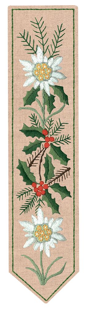 Набор для вышивания нитками Le Bonheur des Dames, закладка Houx et edelwe (Остролист), 20х4.5 см Набор для вышивания нитками Le Bonheur des Dames, закладка Houx et edelwe (Остролист), 20х4.5 см