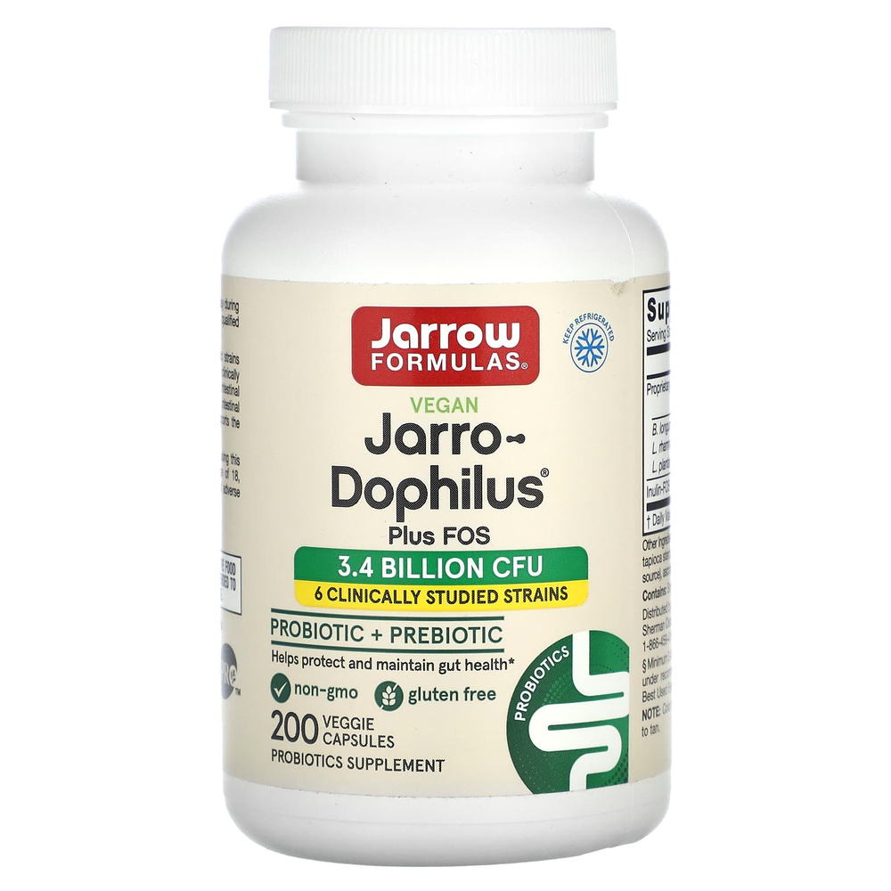 Jarrow Formulas, веганский Jarro-Dophilus® Plus ФОС, 200 растительных капсул