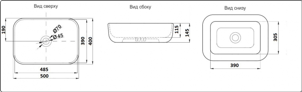 Умывальник CeramaLux D1302H004