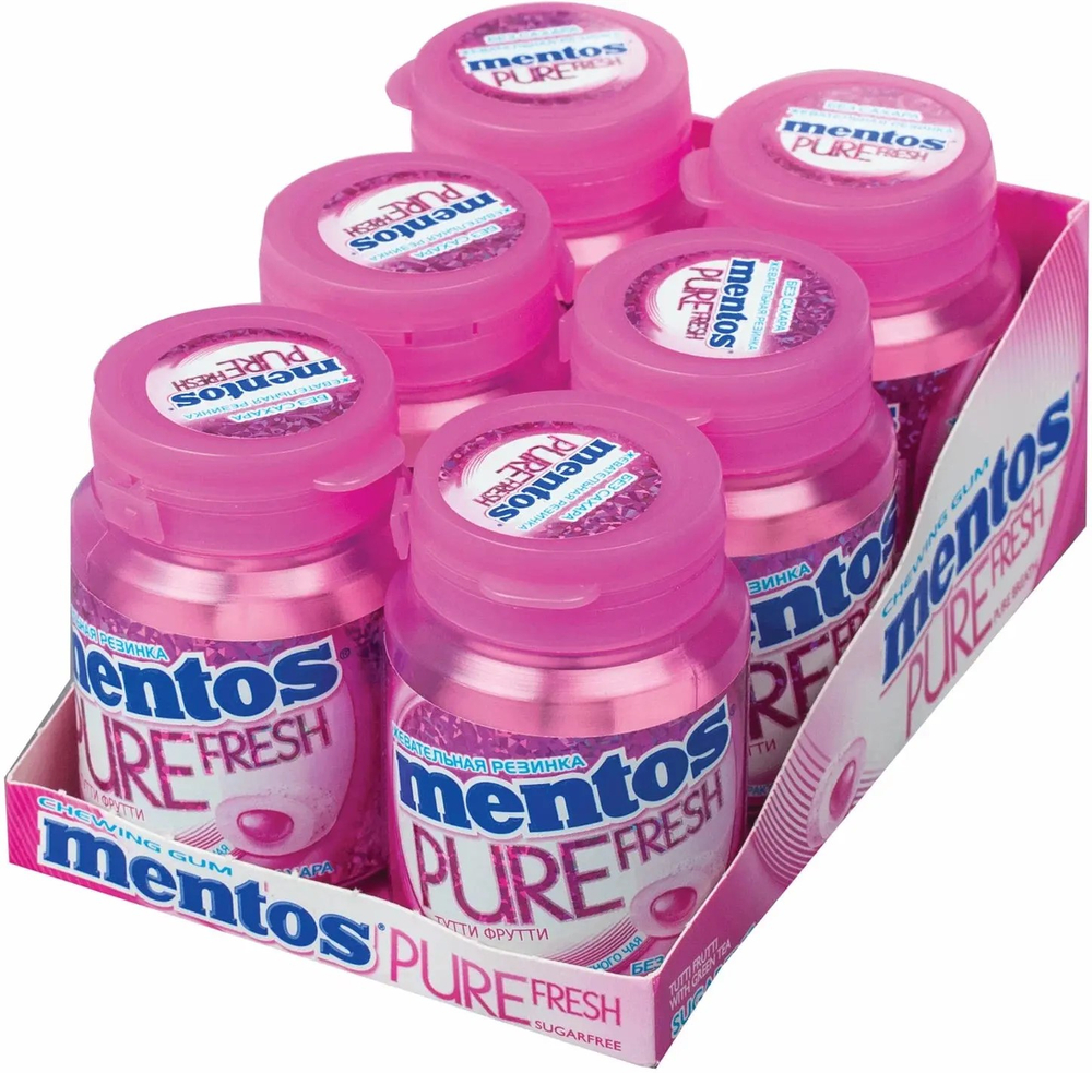 Mentos Pure Fresh Tutti Frutti (Ментос Тутти Фрутти жев.резинка) 60г (6шт)   банка