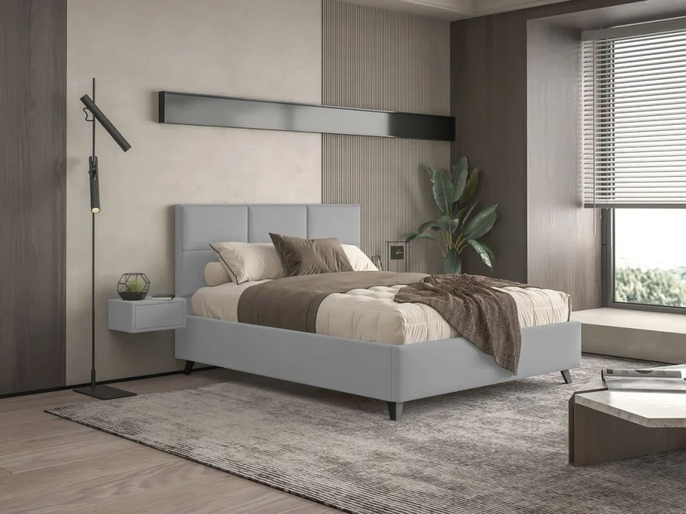 Кровать 1200 Индиго М/велюр серебряный серый Классик ППМ+мех.под.800Н+орт.1200