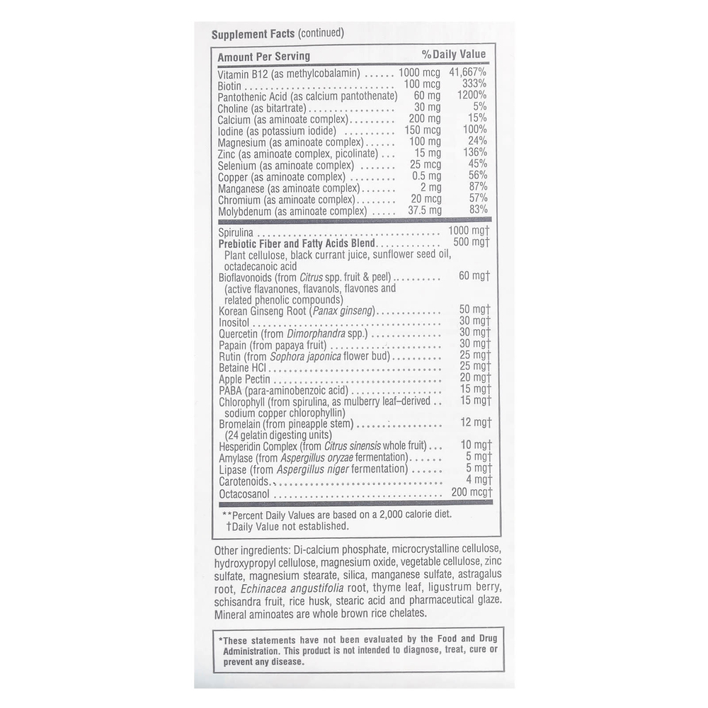 NaturesPlus, Source of Life, оригинальные мини-таблетки, добавка с мультивитаминами и минералами с концентрированными цельными продуктами, без железа, 180 таблеток
