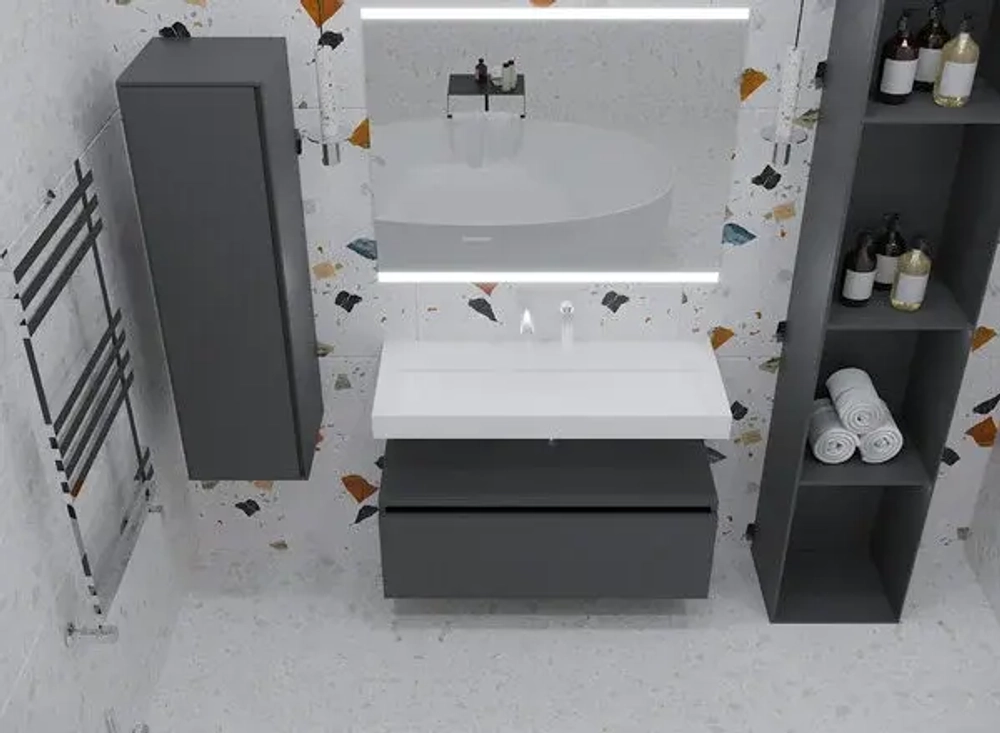 Ящик под столешницу 60 см АНТРАЦИТ матовый Armadi Art Vallessi UNO-S 897-060-A mat