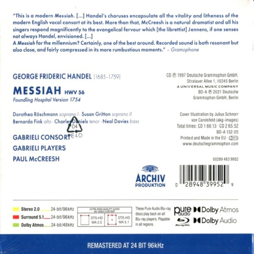 Gabrieli Consort, Gabrieli Players, Paul McCreesh / Handel: Messiah (2CD+Blu-ray Audio)