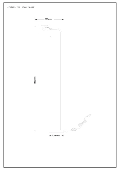 Торшер Arte Lamp SEBASTIAN A7051PN-1BK, 1хE27
