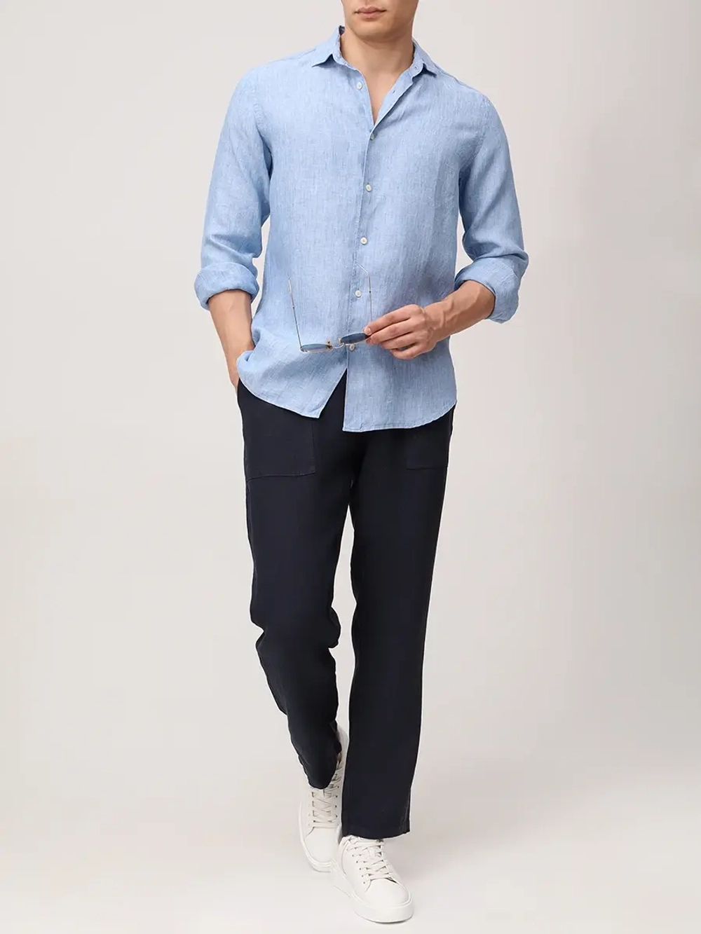 Рубашка Saint Barth Pamplona denim голубой лён