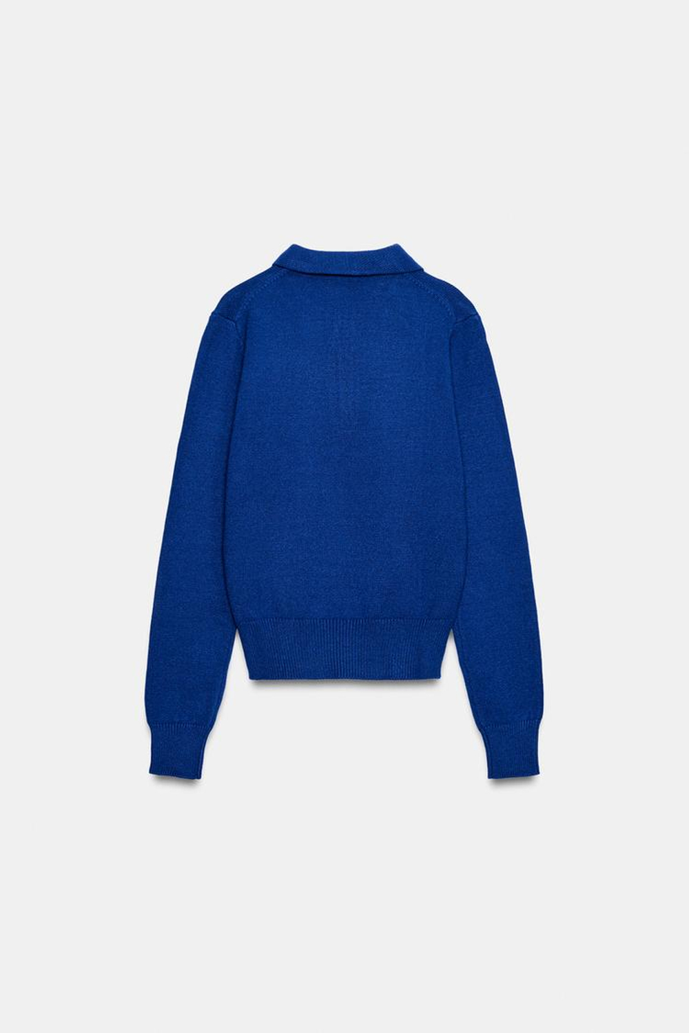 ZARA ТРИКОТАЖНОЕ ПОЛО НА МОЛНИИ, ЯРКО-СИНИЙ