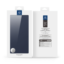 Чехол книжка из кожи синего цвета для Samsung Galaxy S26, серия Skin Pro Series от Dux Ducis