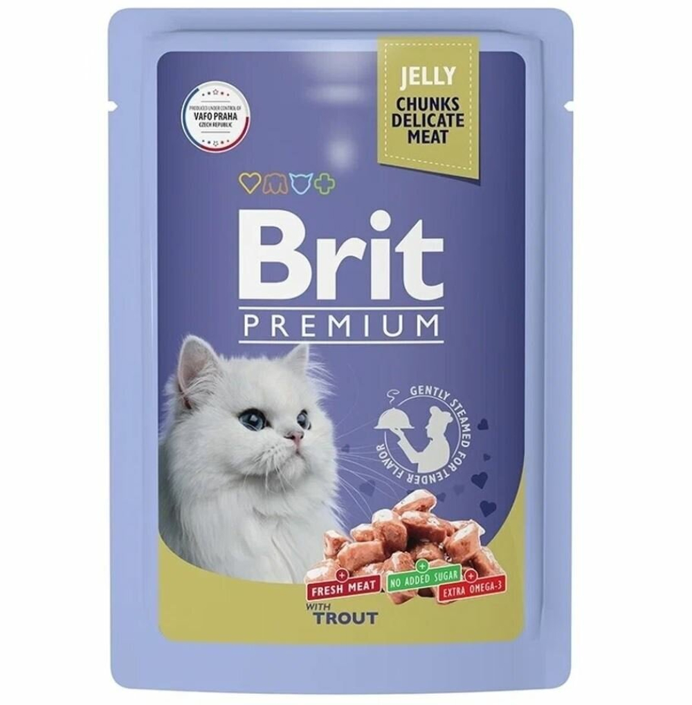 BRIT PREMIUM, Пауч для взрослых кошек, Форель в желе, 85 гр.