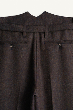 ZARA КОСТЮМНЫЕ БРЮКИ ИЗ ФАКТУРНОЙ СМЕСИ ШЕРСТИ С ПОЯСОМ, КОРИЧНЕВЫЙ