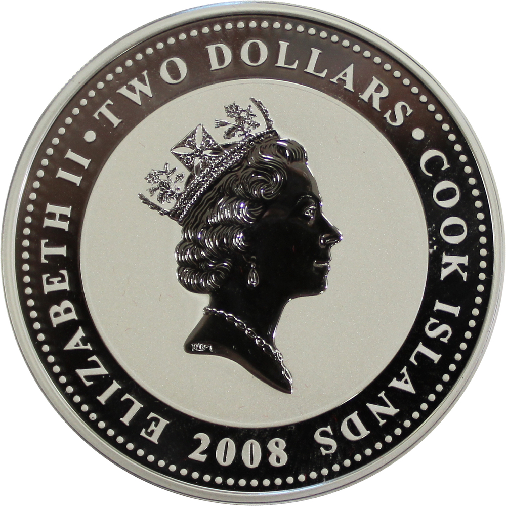 2 доллара 2008 год. Драгоценная любовь. Лебеди — о. Кука