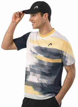 Мужская теннисная футболка Head Topspin T-Shirt - navy/print vision