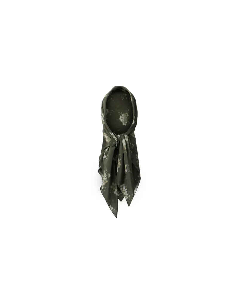 Летиция (Letecia), Косынка из хаки крепдешина с молочными цветами