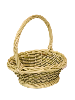 Корзина круглая подарочная для цветов, фруктов, арт. ND220GRW, диаметр 23 см, высота борта 10 см, высота с ручкой 26 см