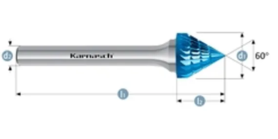 Борфреза твердосплавная Karnasch форма A (цилиндр с гладким торцом), 1,5х6х3х38 мм, универсальная насечка HP-3, без покрытия, арт. 11.3001-015