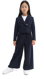 Укороченный двубортный жакет Dark blue