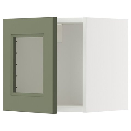 IKEA METOD  (ИКЕА МЕТОД)  -  Шкаф навесной со стеклянной дверью - белый/Акстад серо-зелёный 40x40 см