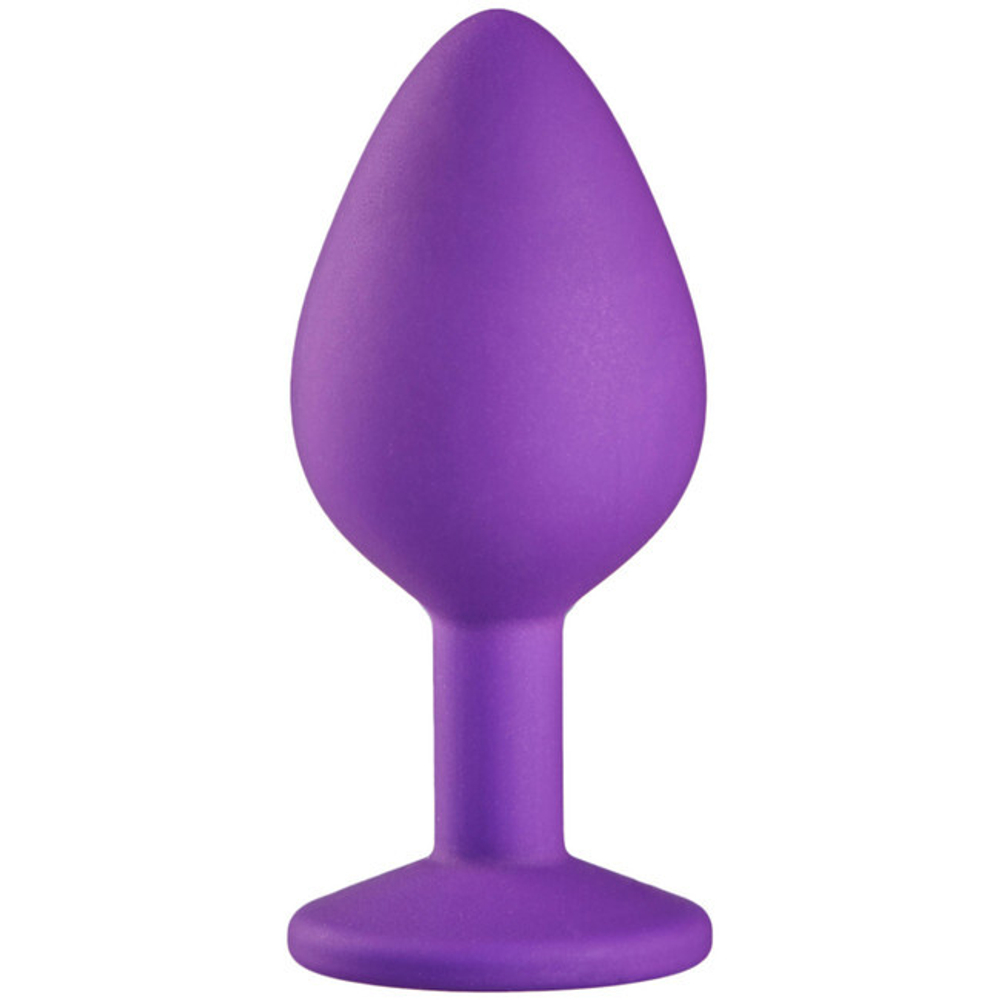 Средняя фиолетовая пробка с прозрачным кристаллом ONJOY Silicone Collection (Цвет: фиолетовый с прозрачным)