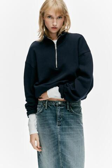 ZARA ДЖИНСОВАЯ ЮБКА МИДИ TRF, СИНИЙ