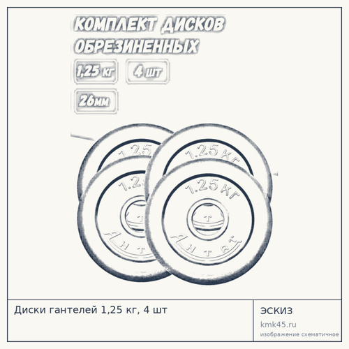 Диски гантелей 1,25 кг, 4 шт — от 2 300 ₽