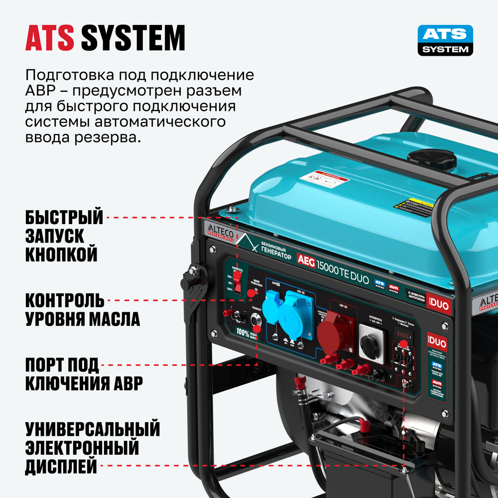 Бензиновый генератор ALTECO AEG 15000 TE DUO