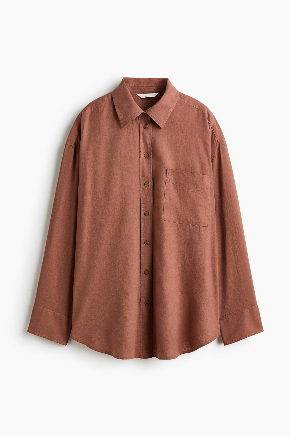 Рубашка оверсайз из смеси со льном - H&M