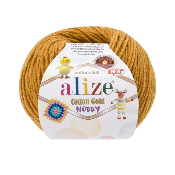 Пряжа Alize (Ализе) Cotton Gold Hobby New / уп.10 мот. по 50 г, 165 м, 2 шафран