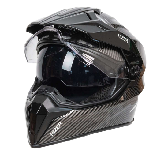 Шлем мото мотард HIZER J6808 №4 (XXL) carbon (2 визора)