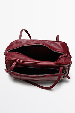 Massimo Dutti Средняя сумка-боулинг из кожи наппа, красный