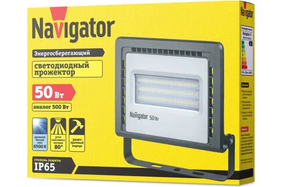 Прожектор светодиодный Navigator 50W NFL-01 6500К 4100Лм IP65 черный 31883