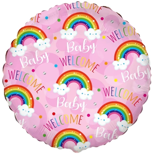 Шарик WELCOME BABY Радуга на розовом