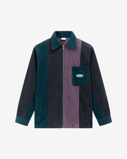 Рубашка Velvet Color block Zip Графитовая/Изумрудная/Пурпурная