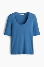 Топ из хлопка пима с глубоким вырезом - H&M