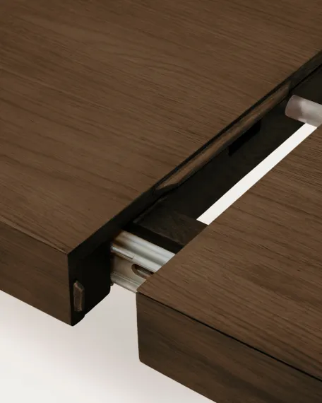 Раздвижной стол Erisia из массива дуба с отделкой под темный орех, 200 (280) x 100 см
