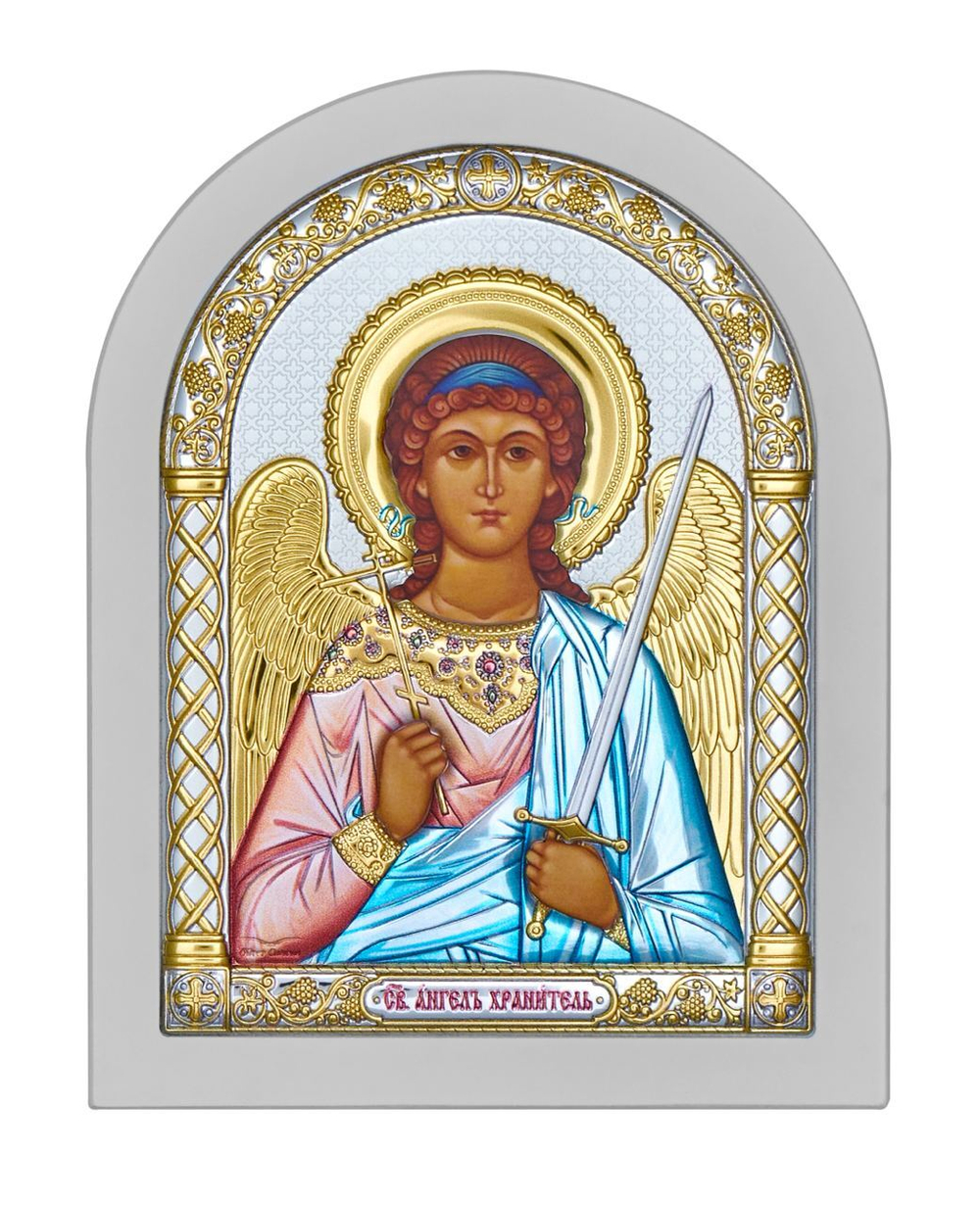 Ангел Хранитель, икона арочная, белое дерево, эмаль 86х112