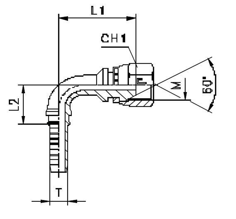 Фитинг DN 06 DKM (Г) 12x1.5 (90)