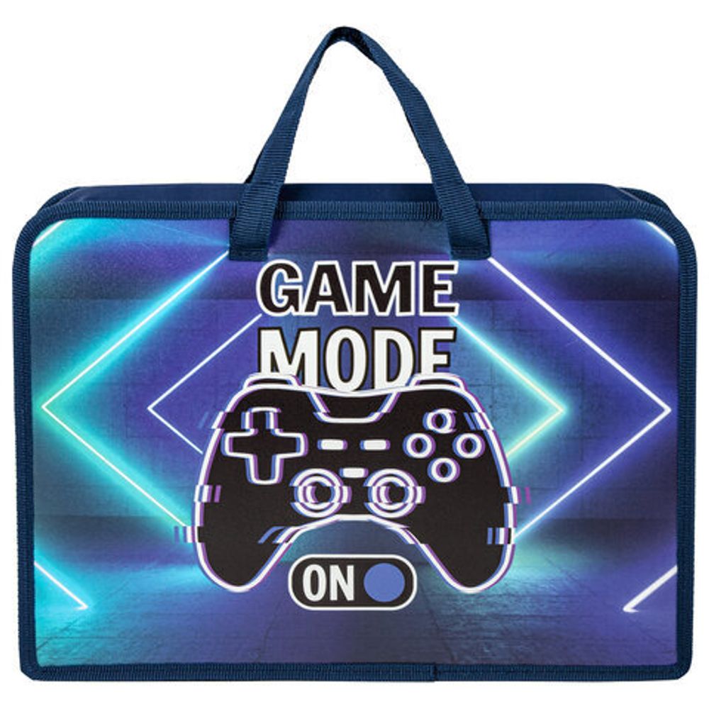 Папка на молнии с ручками ЮНЛАНДИЯ А4, 1 отделение, пластик, ширина 75 мм, "Game mode", 270957
