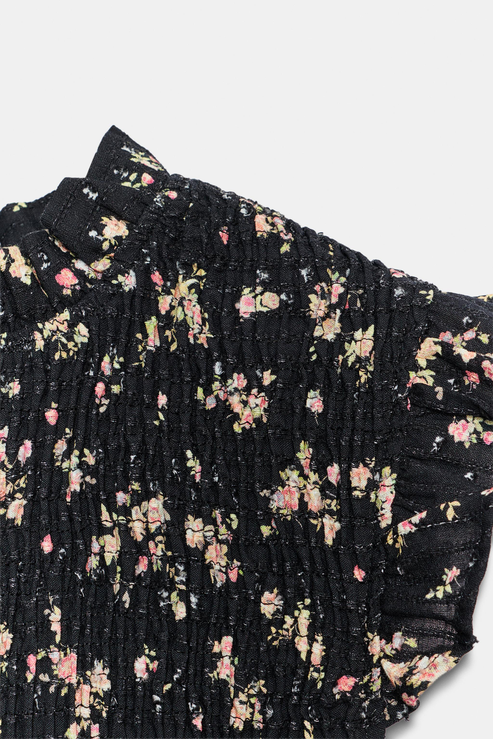 ZARA ТОП С ЦВЕТОЧНЫМ ПРИНТОМ И ФАКТУРОЙ ВАФЕЛЬНОГО ПЕРЕПЛЕТЕНИЯ, РАЗНОЦВЕТНЫЙ