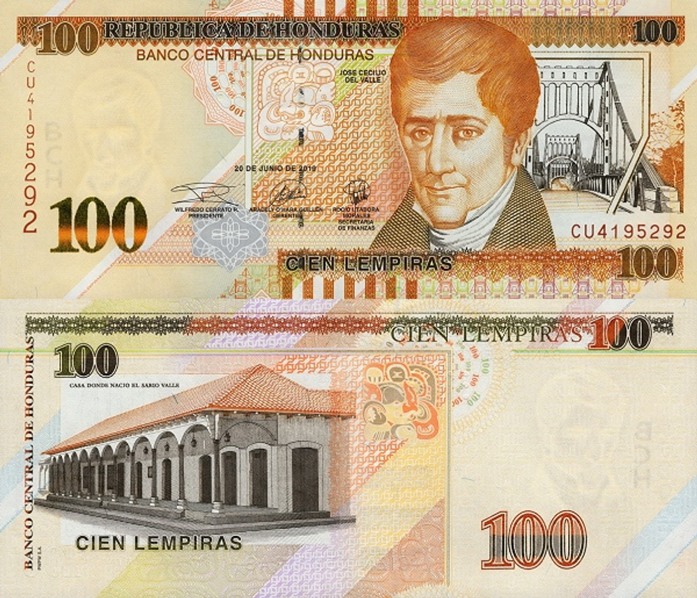 Гондурас 100 лемпир 2012-2019 Хосе Сесилио дель Валле UNC