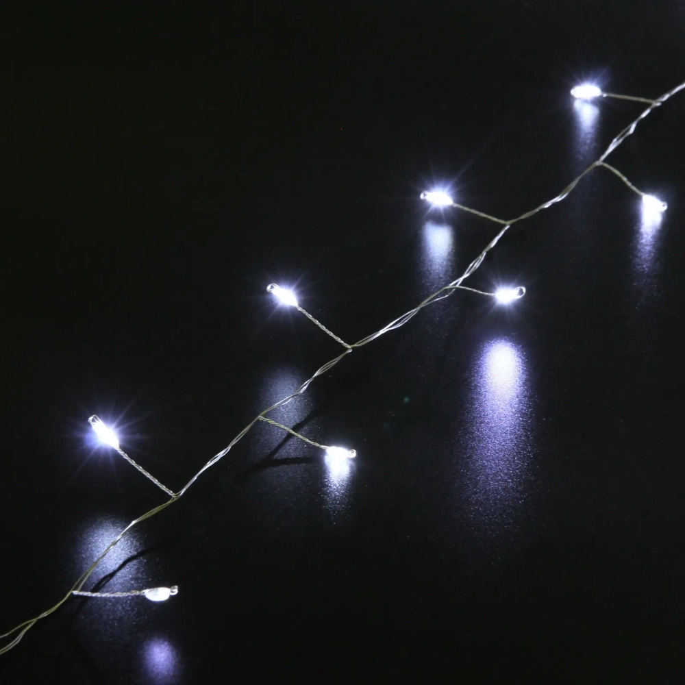Гирлянда для дома НИТЬ «Мишура» 20 м 500 ламп LED, серебр.провод, «МЕРЦАНИЕ», IP-20, 220v, Белый