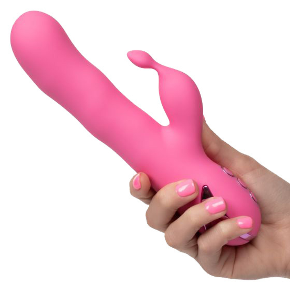 Розовый вибратор-кролик 24см с волновым движением ствола California Exotic Novelties Santa Barbara Surfer SE-4350-65-3