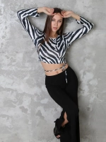 топ с завязками для танцев pole dance с принтом зебра