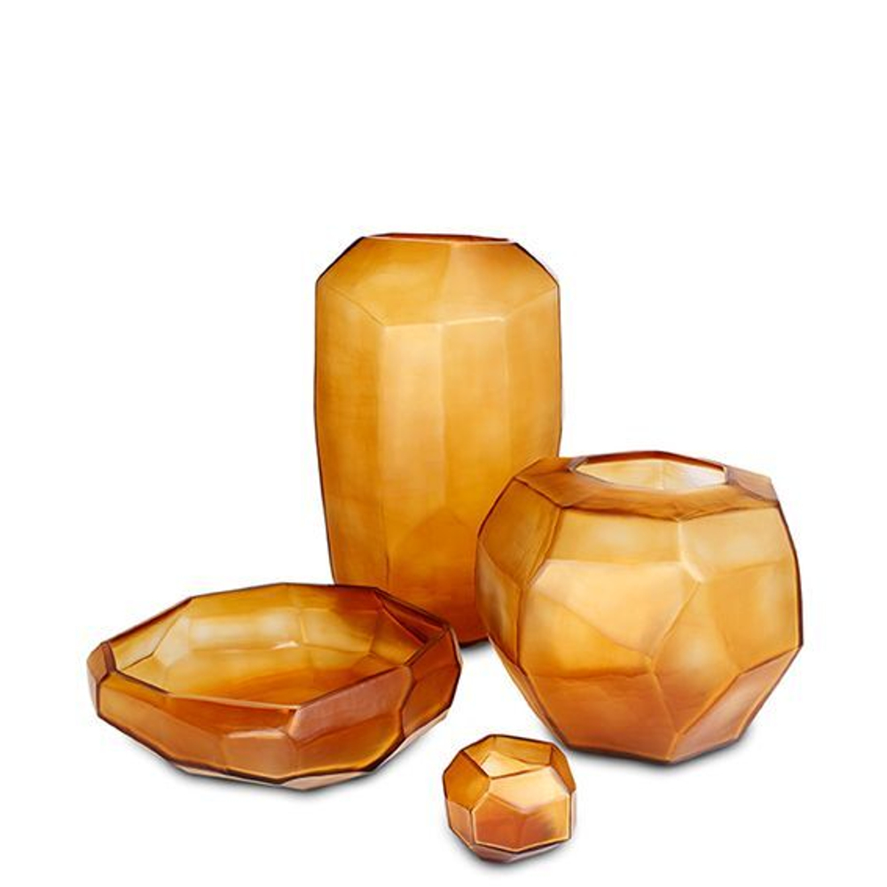 Ваза Guaxs Cubistic Clear/Gold, 27 см